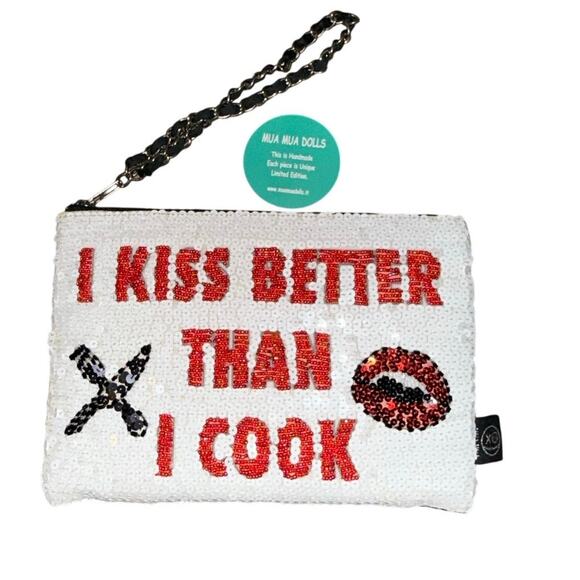 House of MUA MUA Sequin Clutch Wristlet Hand Embroidered Designer Italian Bag - Picture 1 of 16